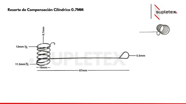 Resorte de compensación cilíndrico 0.7MM